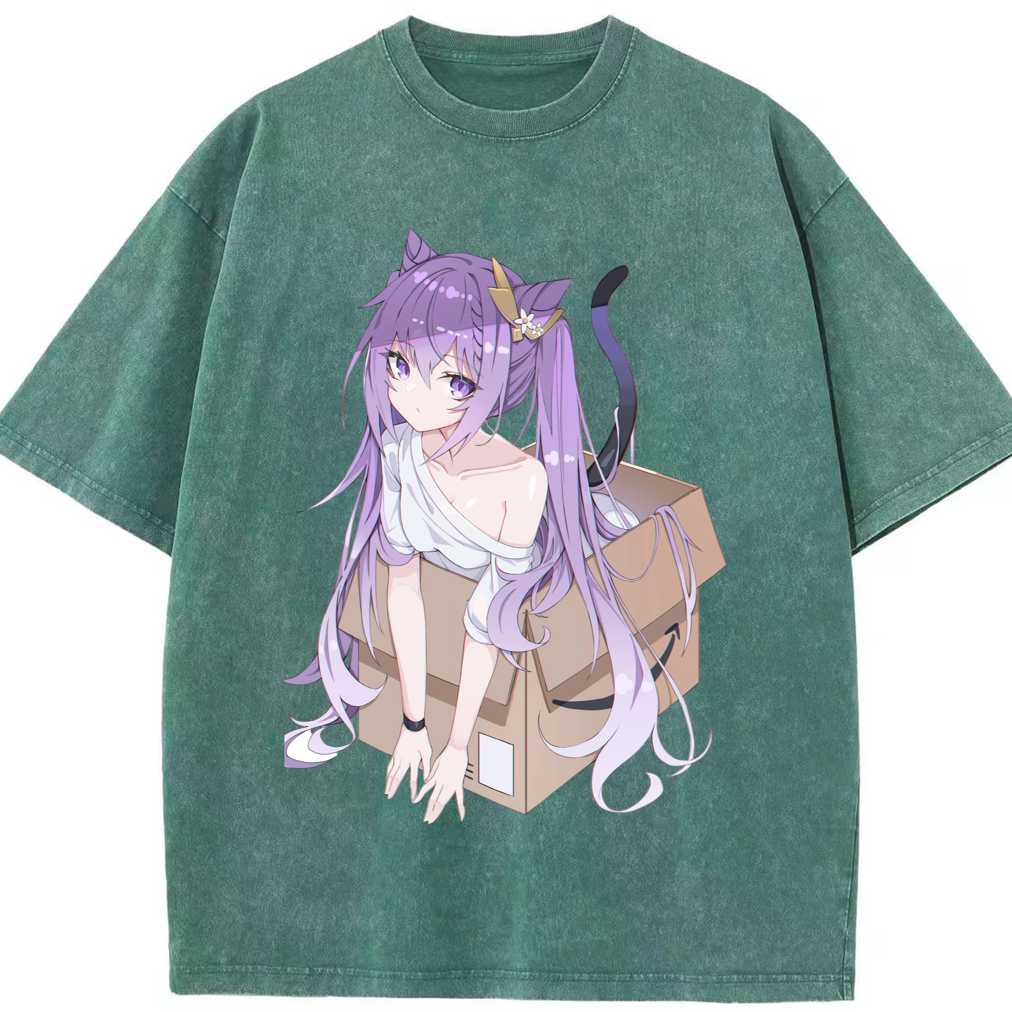げんし神 刻晴 こくせい genshin Kokusei 綿100% ヴィンテージ風 半袖Tシャツ（フロントプリント）